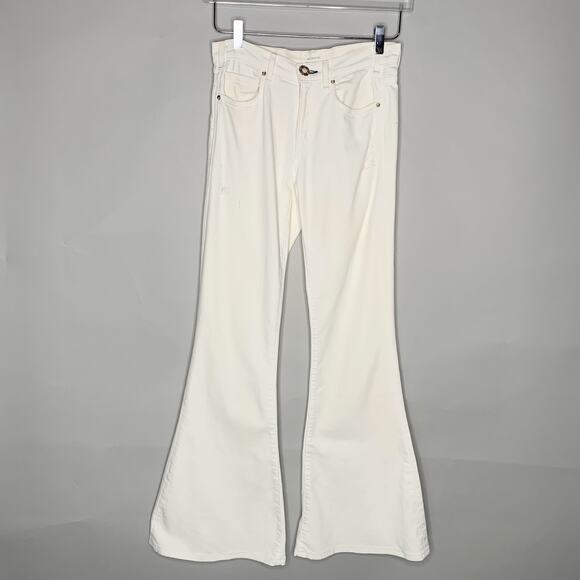 McGuire 24 Womens Majorelle Mid Rise Flare Jeans Ivory Denim *flaw - Picture 1 of 9